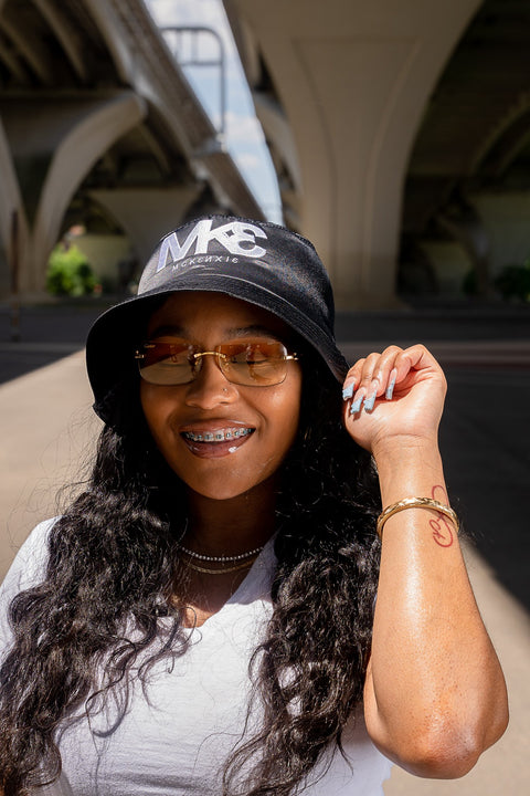 Jet Black Satin Bucket Hat